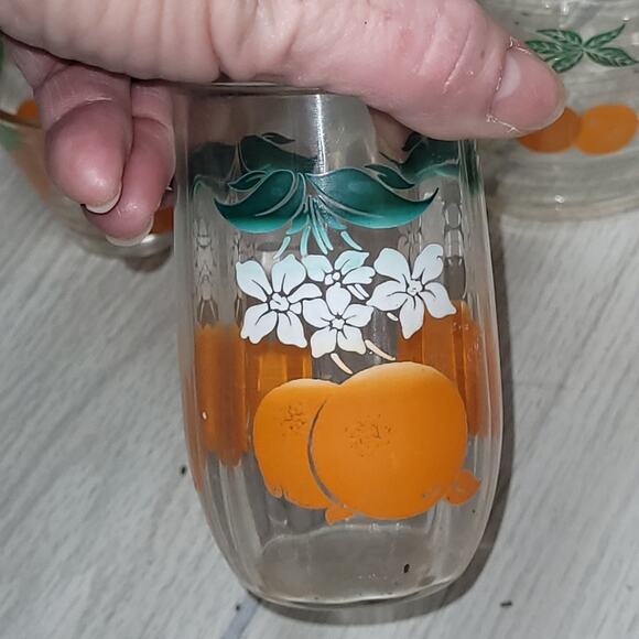 Vntg 1960s Orange Juice Carafe Juice Glasses And Shot Glasses Lot Of 5 Barware - Picture 5 of 7